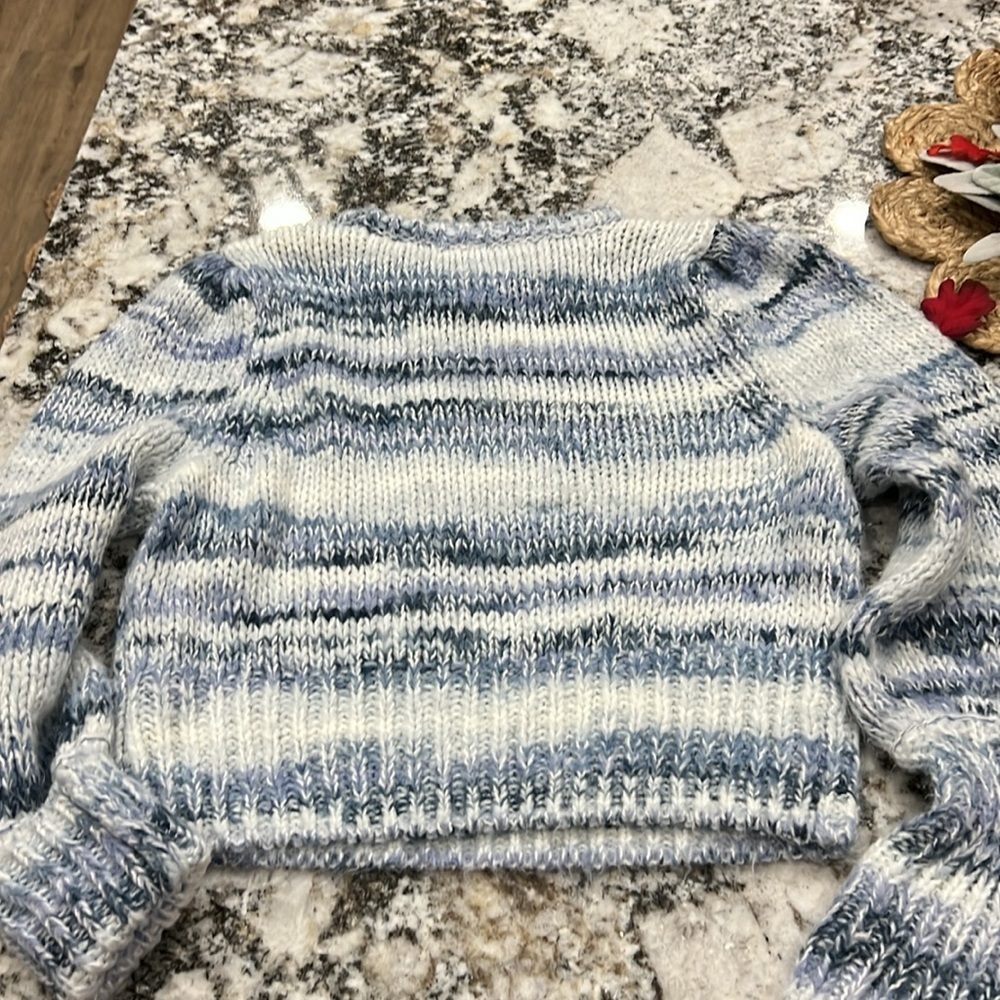 Sweater Cable Knit Blue Wild Fable Crop Winter Fuzzy Cozy Warm Vintage Chunky - Picture 7 of 10